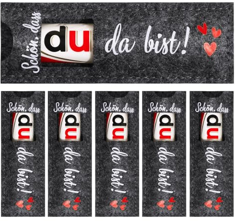 BOFUNX 24pcs Schön dass du da bist Geschenke Hülle Filz Geschenk für Schokolade Verpackung Geschenk für Hochzeit Taufe Geburtstag Abschluss
