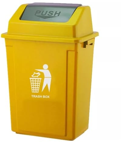 BURAKH Recycling Swing Lid Bin 30–40L Plastic Rubbish Waste Dustbin – BPA-Free PP Kitchen Trash Can for Home, Office & Commercial Use (YELLOW (30L))
