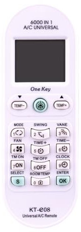 VINABTY KT-E08 Replace Universal Remote Control 6000-in-1 Fit for Fujitsu/Carrier/Chigo/Daewoo All Mini-Split Air Conditioners
