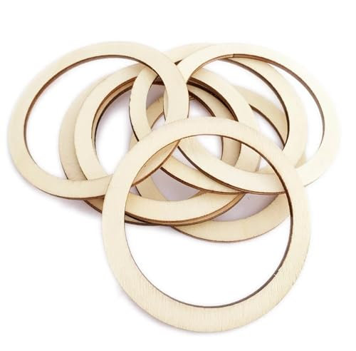 Lot de 5 anneaux en bois brut de 15 cm for l'artisanat, cercle plat vierge naturel for connecteurs de pendentif, artisanat de bricolage, décoration intérieure, matériaux artisanaux en bois, cadeau art