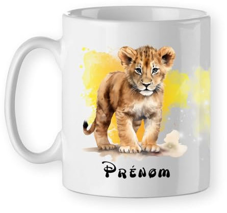 Mug tasse petit lionceau personnalisé avec prénom cadeau original motif style roi lion simba mug animalier personnalisable cadeau Noël anniversaire enfant