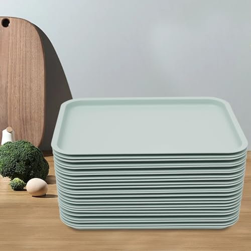 Sindipanda 24 PCS Serviertablett PP Schnellimbiss Tabletts 36 x 27 x 2 cm Rechteckige Serviertablett Modern Cafeteria-Tabletts (blau)