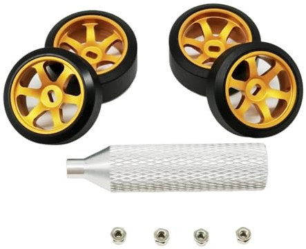 SONHWNGE 4 Teile/Satz 20mm 6-Speichen Felgen & Drift Racing Reifen for 1/28 for Wltoys K969 K989 P929 for mini-Z for AWD RC Auto Upgrade Teile(Gold Dirft)