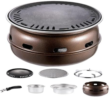 Tisch-Räuchergrill – tragbarer Grill für Feuerstellen, Küchenherd im Freien, multifunktionaler koreanischer Haushaltsgrill, Holzkohlegrill-Set zum Kochen im Freien