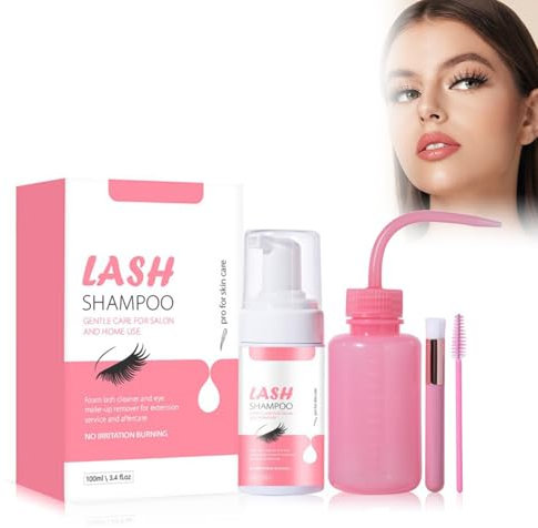 Eazerom 01 Wimpernverlängerung Shampoo 100ml + Pinsel, Wimpernshampoo mit Bürste Wimpern Extensions Shampoo Für Salon Wimpernschaum Reiniger,Make-up-Reinigungsschaum, Salon und Zu Hause verwenden