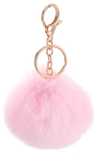 QUARKZMAN Pom Pom Schlüsselanhänger, Kunstpelz Puff Ball Schlüsselanhänger, Weicher Niedlicher Plüsch Flauschiger Ball Schlüsselring für Damen Geldbörsen Handtaschen Rucksack (Weiß)