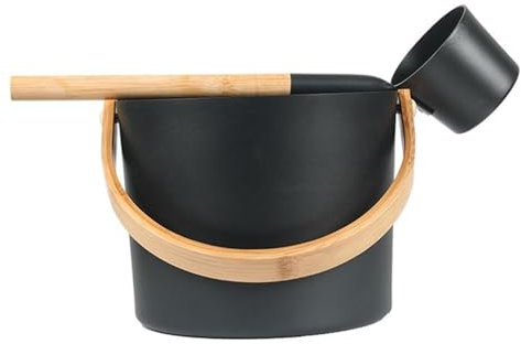 Demsyeq 7L Sauna Bucket and Ladle Set Sauna Bucket Shower Aluminium Sauna Buckets with Long Handle Spoon Luxurious Spa Tub Shower Steams Room Accessories