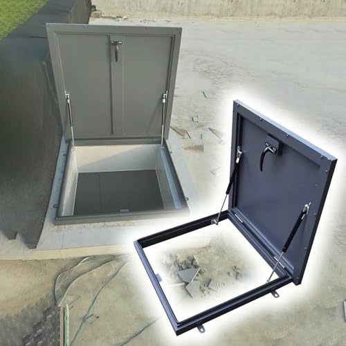 CNPRAZ Weatherproof Attic Hatch Cover Lid - Metal Egress Window Well Cover with Rubber Seal Strip - 50 60 70 80 90 100 cm Basement Window Well Covers/Manhole Rain Cover(LXW-60x90cm)