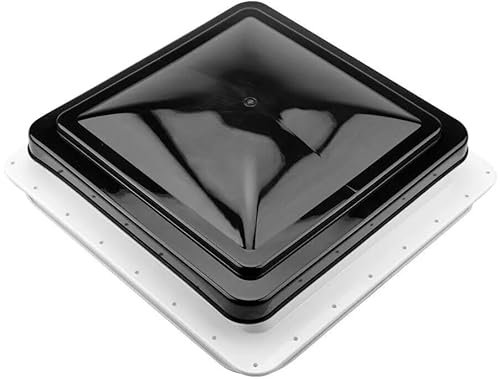 Shield Autocare 420mm x 420mm Campervan Skylight Roof Vent with Built In 12v Fan & Integrated Fly Net Blind for Camper Van Conversion RV Motorhome Caravan Horsebox (Black)
