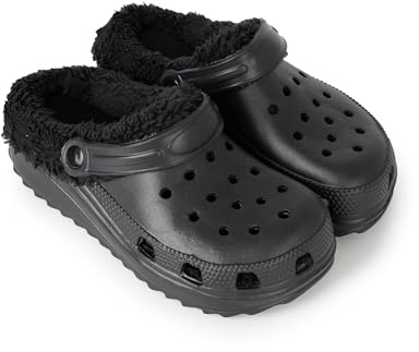 BESCH Zuecos Mujer Invierno – Forro Polar Suave y Suela Antideslizante para Casa o Exterior (Negro, 40)