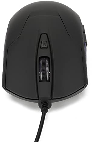 Ergonomische kabelgebundene Gaming Maus mit blauer Hintergrundbeleuchtung | Einstellbarer DPI 800-2400, Multimedia-Tasten auf der linken Seite, kompatibel mit OS X und Vista