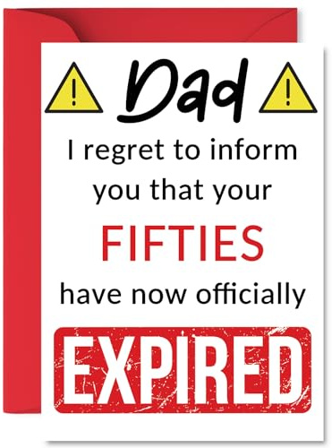 Funny 60th Birthday Cards for Dad, Your Fifties Have Expired | Happy Birthday Card for Dad Daddy Papa from Son Daughter, A5 Banter Joke Humour Bday Greeting Cards Gift