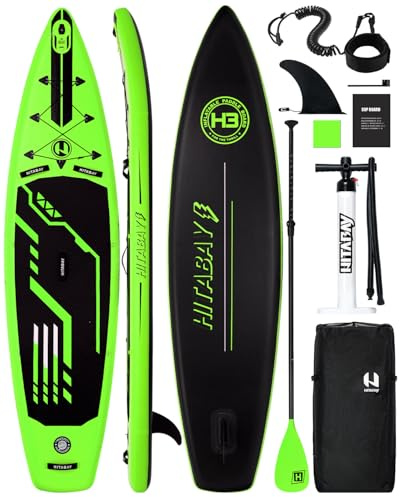 Paddle Gonflable Adulte et Enfant avec Accessoires Complets, Planche de Stand Up Paddle Gonflable, Capacité 150kg Sup (Vert 335)