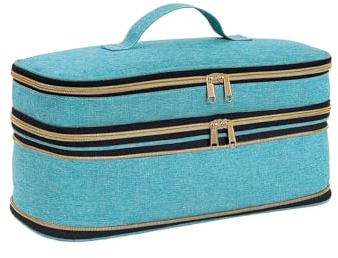 OPIGJUFD Haartrocknertasche Reisetragetasche for Haartrockner, Aufbewahrungstasche for Lockenstäbe, schmale, erweiterbare, tragbare, zweilagige Reiseaufbewahrungstasche(Green)