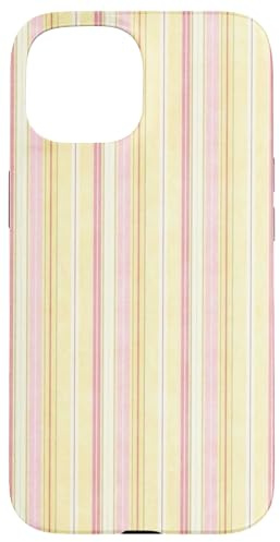 Pastel Stripe Retro Yellow Pink Minimal Trendy Aesthetic Case for iPhone 15