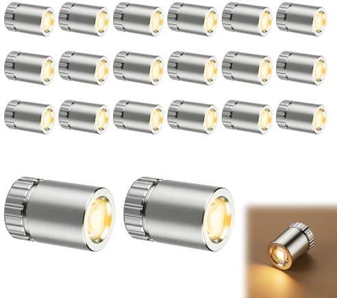 20 Pcs Small LED Lights Warm White, Mini Battery Operated Spot Lights | Wireless Design, Compact Size, Easy Installation, Portable Lighting, For Dolls House, Display, Models & Creative Projects