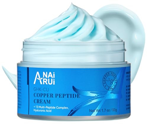 ANAiRUi Crema al Peptide di Rame GHK-Cu 50ml | Idratazione Anti-Età Leggera con Acido Ialuronico e Vitamina C per Fermezza, Luminosità e Rughe