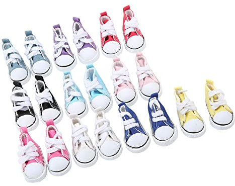 Focket Dockskor, 10 par 10 Färger Antislip Gummibottnar Docka Canvas Sneakers, 1/6 Docka Skor med Lätt Av-design för 1/6 Kulfogade Dockor