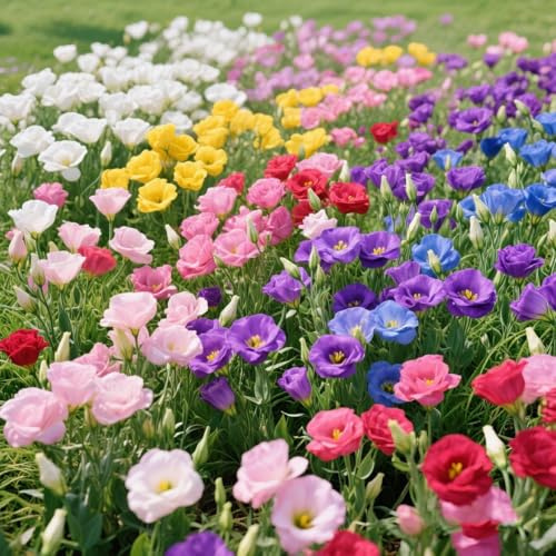 3000+ Lisianthus, winterharte Mischung (6 Farben), gentechnikfrei, pflegeleichte Staude | Weiß, Gelb, Rot, Rosa, Blau, Violett