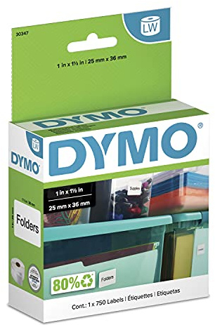 DYMO LW Library Book Spine Labels for LabelWriter Label Printers, White, 1 x 1.5, 1 Roll of 750