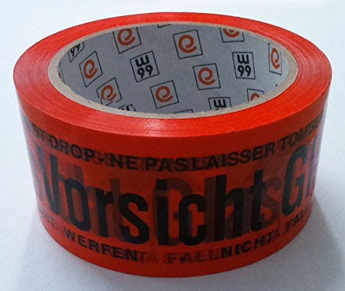 PackbandVorsicht Glas Rot 66 m x 50 mm