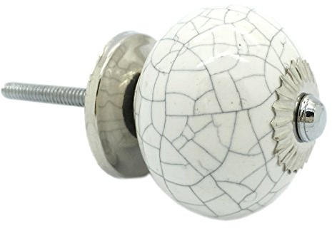 G Decor Crackle Ceramic Door Knobs Cupboard Pull Door Handles 4506 (White)