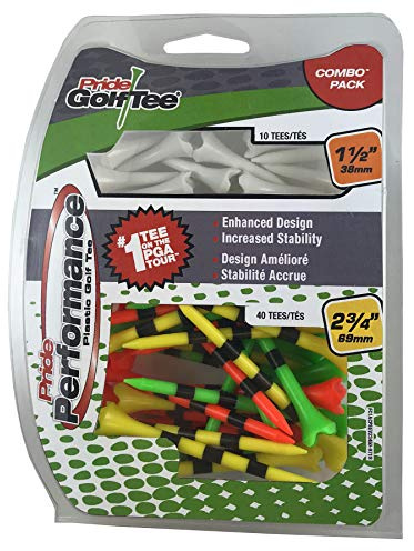 Pride Golf Tee Pride Performance Combo Pack (50 Count: 40 2-3/4 & 10 1-1/2)