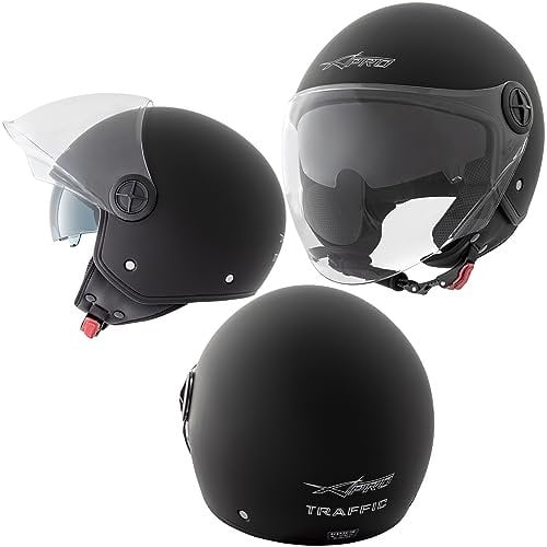 Casco Jet Scooter Moto ECE 22-06 Doppia Visiera Parasole Nero Opaco XS