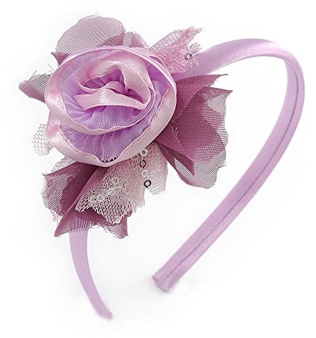Thin Pink Silk Rose Flower Alice/Hair Band/HeadBand