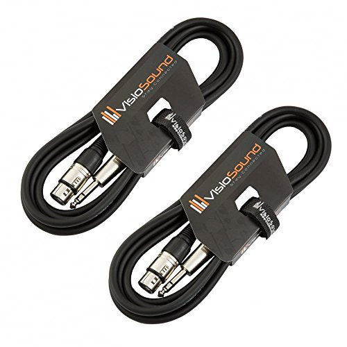 VisioSound 2 x Female XLR to 6.35mm Stereo Jack Lead/Balanced Signal Patch Cable / 2 Pack 3m Black/Black