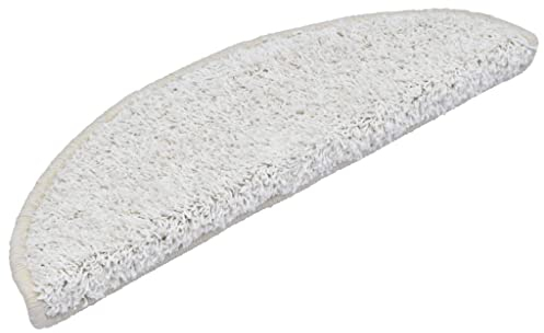 vidaXL 15x Stufenmatte Halbrund rutschfest Stufenmatten Treppenmatten Treppenteppich Stufenschoner Treppenschoner Treppenschutz Matte Weiß 56x17x3cm