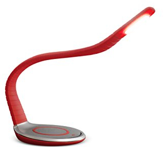 Trae Luni LED Leselampe. Schreibtischlampe. Soft-Touch-Oberfläche. Designlampe. Designerlampe. Mit integrierter Wireless-Ladefläche für Smartphones. Individuell biegbarer Lampenhals. Rot
