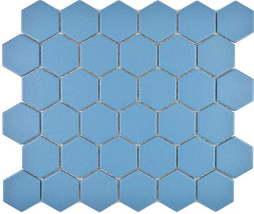 Mosaikfliese Keramik Hexagon Sechseck blaugrün rutschsicher Fliesenspiegel Badfliese Wandverkleidung Küchenfliese Wandfliese Badfliese Küche Mosaikwand