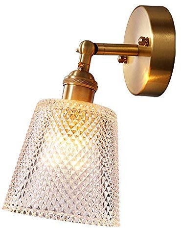 QZWYQ Lampe de mur moderne boule de verre de cuivre Applique murale en laiton for restaurant salon salle de bain miroir phares chevet for lecture de chevet salon décoration E27 Edison