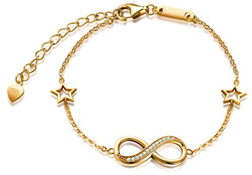 INFINIONLY Fashion Unendlichkeit Symbol Damen Mädchen Armband, 925 Sterling Silber zirkonia Armkette, Verstellbar Sterne Armband