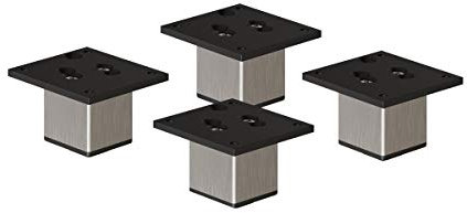 Sossai Exklusiv Möbelfüße E4MF, 4er Set, Höhe: 60 mm, INOX, aus Aluminium 45 x 45 mm Vierkantprofil, Füße für Kommode, Schrank, Vitrine, Badezimmerschrank