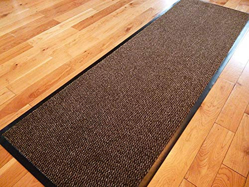 TrendMakers Dirt Stopper Carpet Runner Door Mats | 60cm x 160cm Beige/Black | With PVC Rubber Back For Home Office Kitchen Mats | POLYPROPYLENE PILE