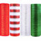 4 Rolls 25.4 cm x 9.15 m Poly Mesh Decorative Mesh Set in Metallic Foil for Crafts, Wreaths, Bows and Garlands (Red/White/Green/White Stripes)