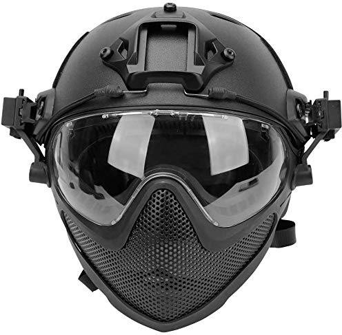 Airsoft PJ F22 Taktischer Helm, Vollgesichtsschutzhelm mit Abnehmbarer Maske und Schutzbrille, verwendet für Outdoor-Sportarten wie CS Games