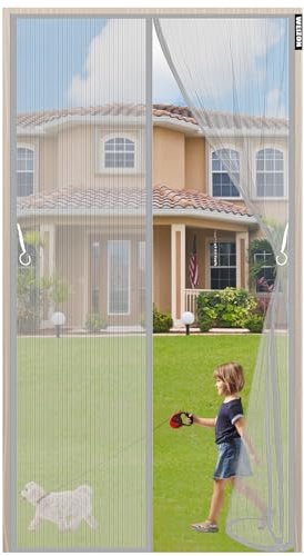 zanzariera magnetica per finestra 160 x 240 cm Totalmente Magnetica,Chiusura Automatica Anti Insetti Tenda di Zanzariera Porta per Balcone,Soggiorno,Patio,facile da installare - Grigio
