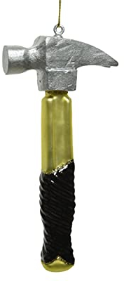 Decoris Christbaumschmuck Glas Hammer 13cm Werkzeug Weihnachtskugeln Männer schwarz Gold