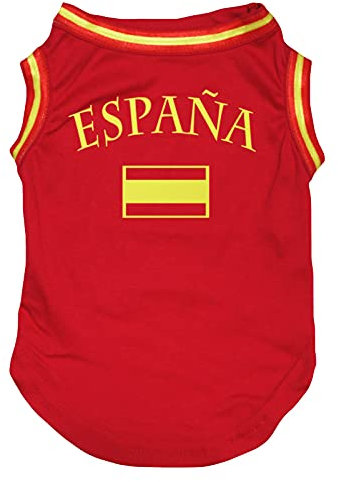 Petitebelle Camisa de perro con bandera de Espana (rojo/bandera, mediana)