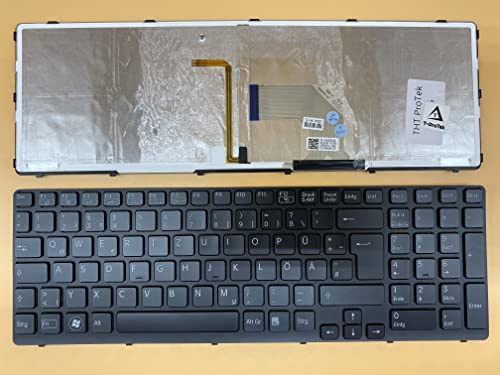 T-ProTek DEUTSCHE-Tastatur Schwarz mit Beleuchtung kompatibel für Sony VAIO SVE1511Q1EB