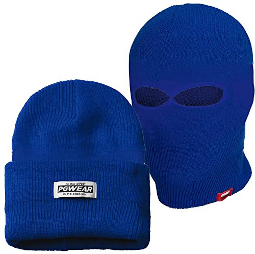 PG Wear Mütze und Sturmhaube 2 in 1 viele Farben (Blau einfarbig), Einheitsgröße