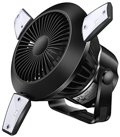 TPMAFF Outdoor-Solarenergie 2 in 1 Campingzelt-Lüfterlicht, Faltbare Campinglampe, wiederaufladbarer Camping-Tischventilator, kreative Outdoor-Zelt-Camping-Lüfterlampe