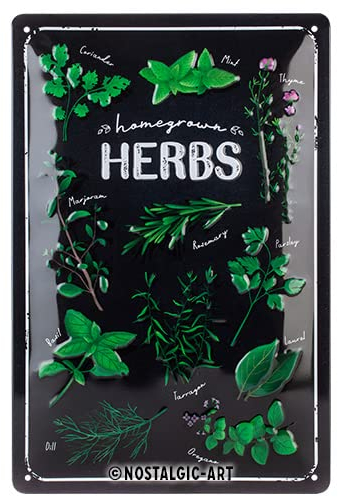 Nostalgic-Art Retro Blechschild, 20 x 30 cm, Homegrown Herbs – Geschenk-Idee für Garten-Freunde, aus Metall, Vintage Design, Blechschilder Sprüche