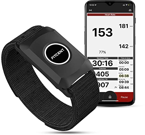 FITCENT Bluetooth Heart Rate Monitor Armband, ANT+ Heart Monitor Arm Band, Optical Heart Rate Sensor Compatible with Strava Peloton Garmin iFit Wahoo