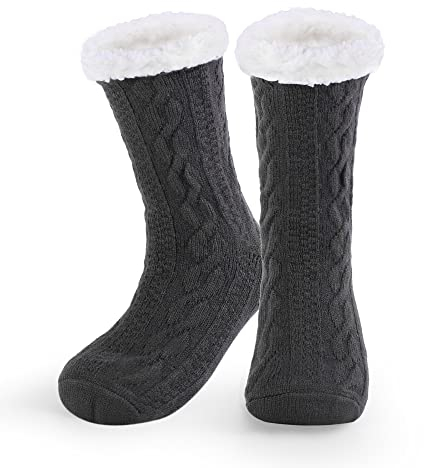 WYTartist kuschelsocken für Herren Warme Winter Thermosocken mit Vollplüsch und Wolle Dicke Warme Pantoffeln Socken 39-46 (Twist Black)