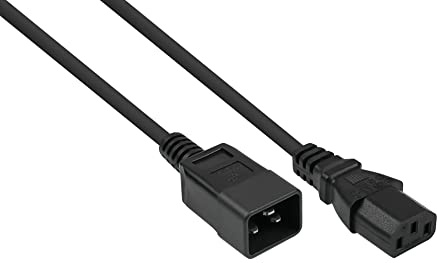 Kaltgeräteverlängerung Kaltgeräte-Stecker C20 an Kaltgeräte-Buchse C13, schwarz, 1,00mm², 0,5m