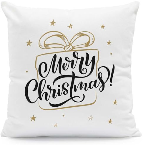 GRAVURZEILE Kissen mit Weihnachtsmotiv - Merry Christmas Geschenk - Weihnachtsdeko - Geschenke für Sie & Ihn - Zur Weihnachtszeit zum Wichteln und als Geschenk für Frauen & Männer - Mit Füllung